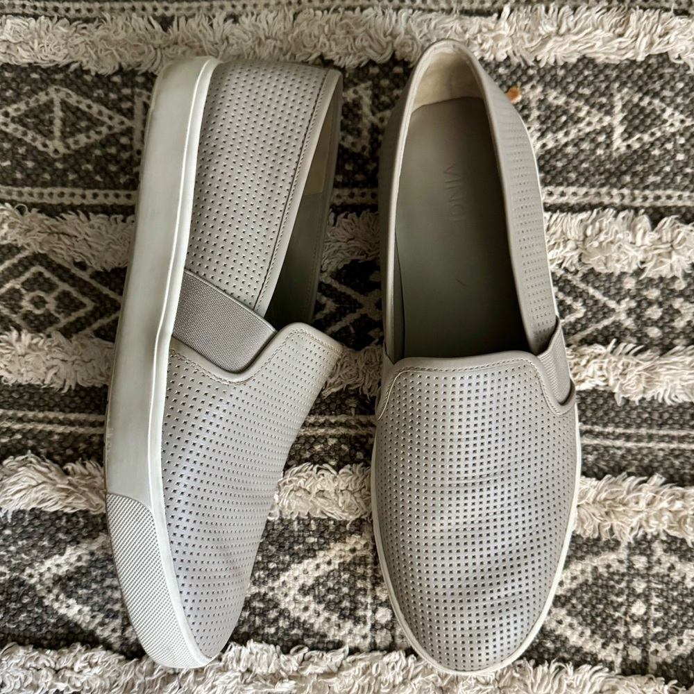 Vince. Gray Perforated Slip-On Sneakers Size 10 - Picture 1 of 5